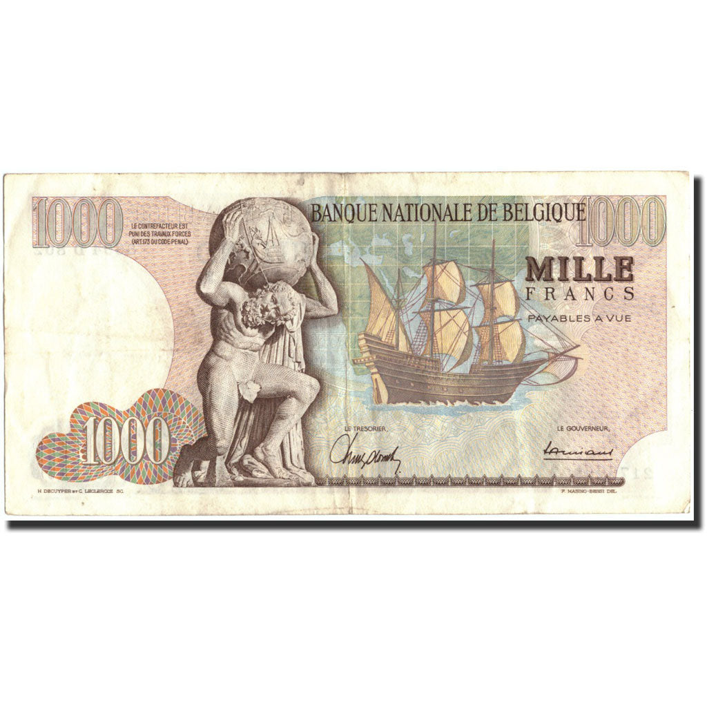 Banconote, Belgio, 1000 Francs, 1967, KM:136b, 1967-02-16, MB