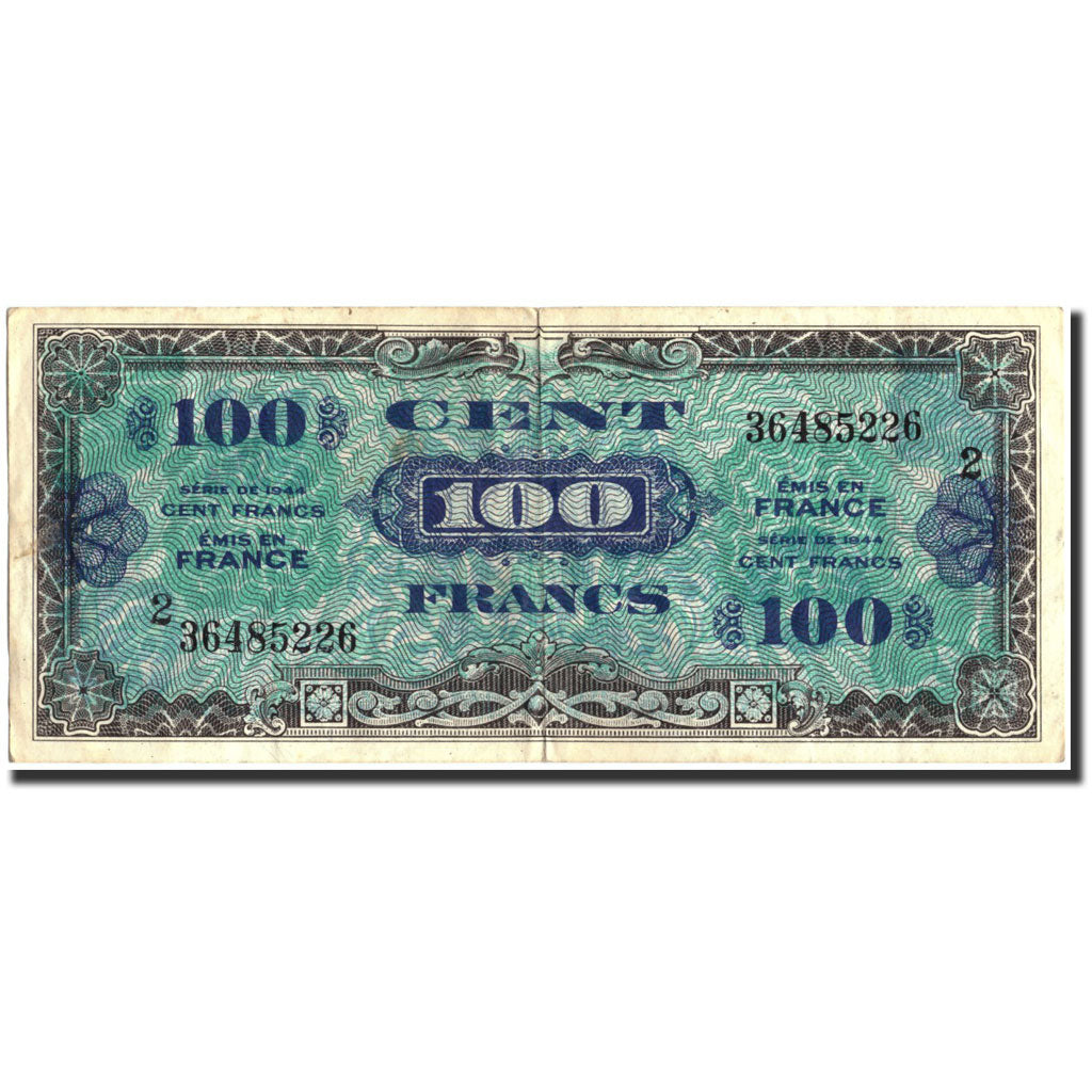 Biljet, Frankrijk, 100 Francs, 1944 Flag/France, 1944, 1944, TTB