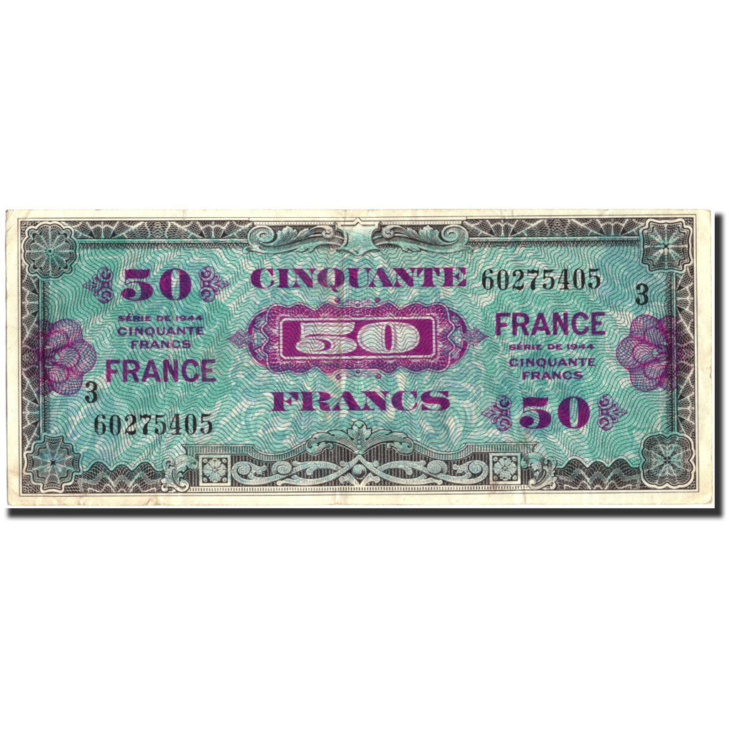 France, 50 Francs, 1945 Verso France, 1945, KM:122a, 1944, VF(30-35)