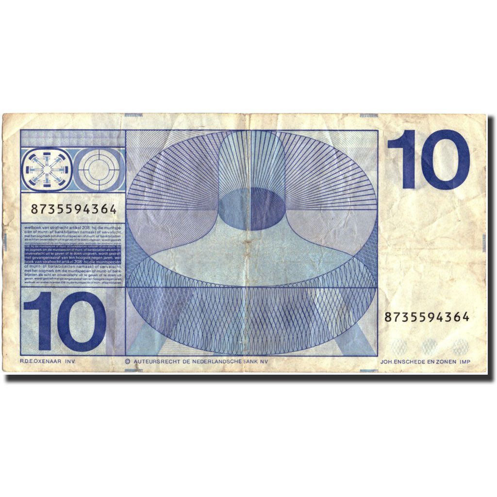 Banknote, Netherlands, 10 Gulden, 1968, 1968-04-25, KM:91b, VG(8-10)