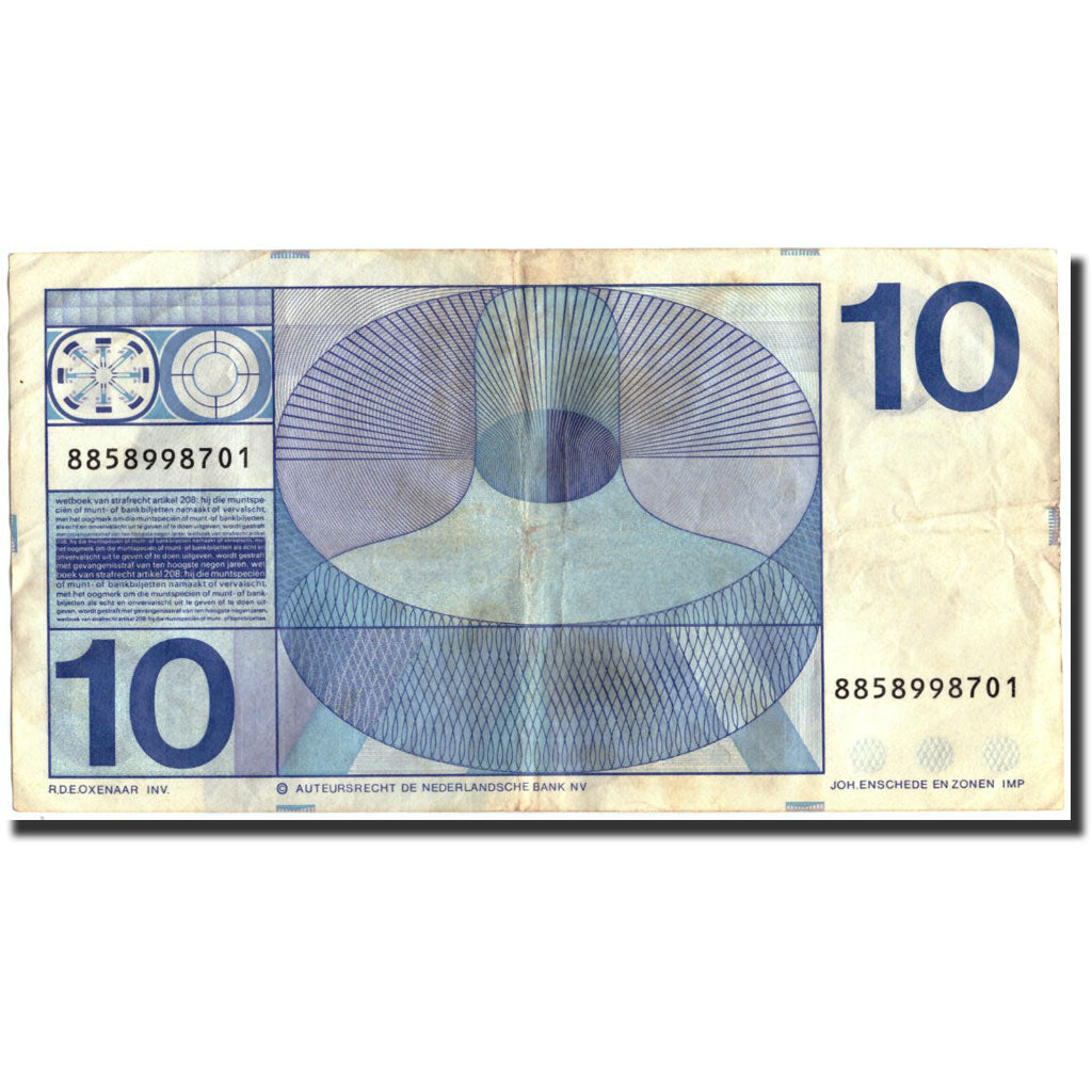 Netherlands, 10 Gulden, 1968, KM:91b, 1968-04-25, VG(8-10)