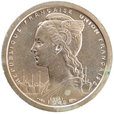 Saint Pierre et Miquelon, 1 Franc, 1948, MS(65-70), Bronze-Nickel, Lecompte #2,.