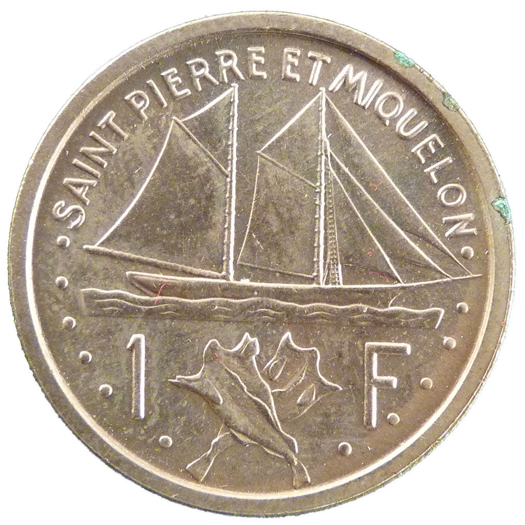 Saint Pierre et Miquelon, 1 Franc, 1948, MS(65-70), Bronze-Nickel, Lecompte #2,.