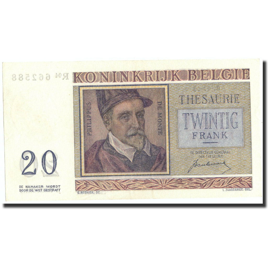 Banknote, Belgium, 20 Francs, 1950, 1950-07-01, KM:132a, UNC(63)