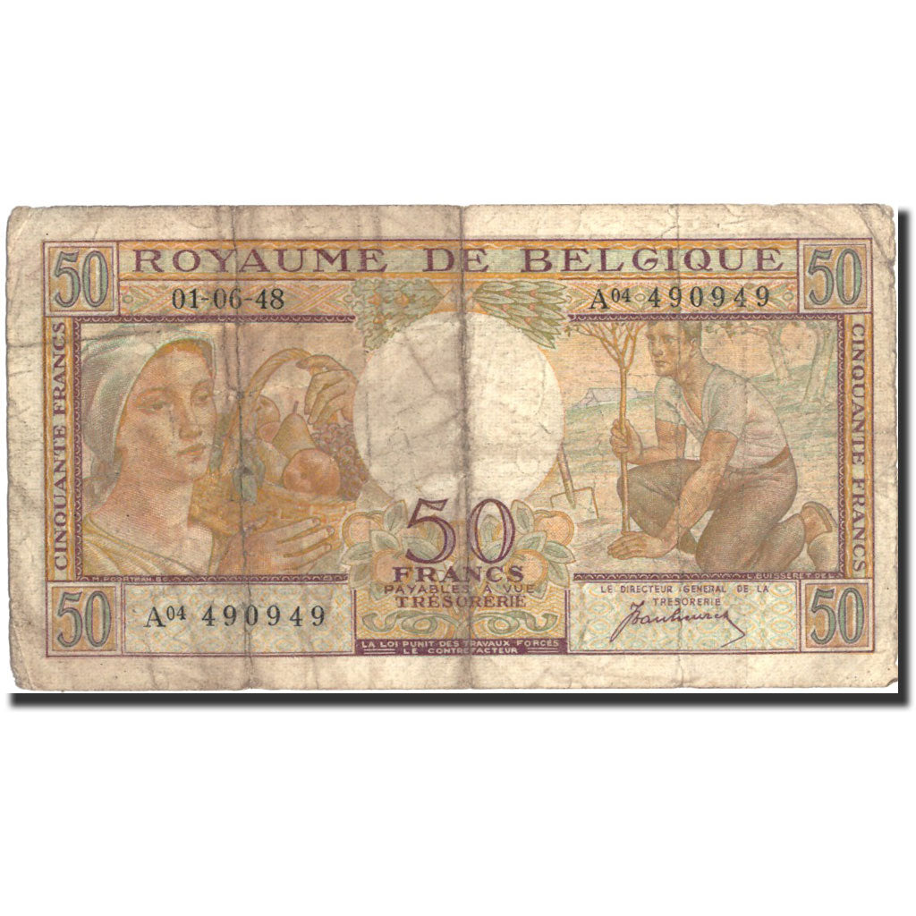 Banknote, Belgium, 50 Francs, 1948, 1948-06-01, KM:133a, VG(8-10)