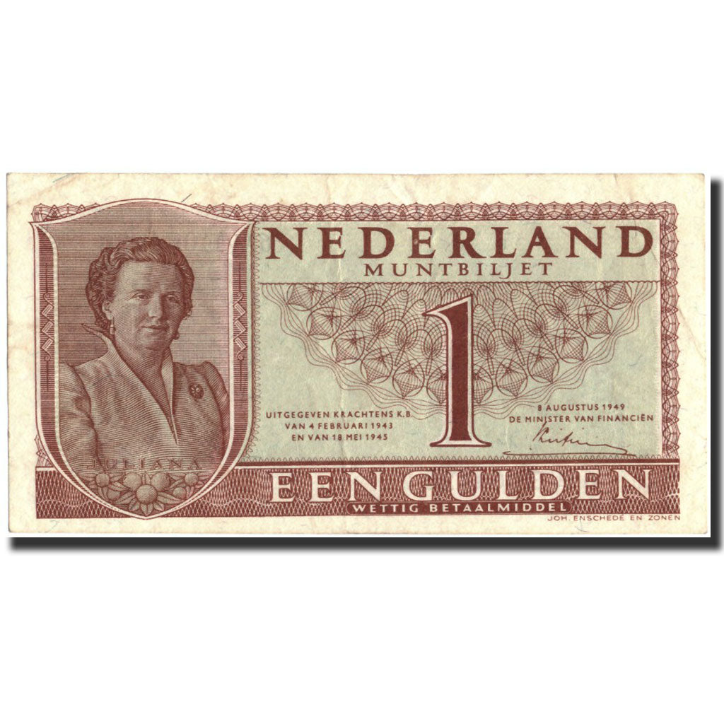 Banknote, Netherlands, 1 Gulden, 1949, 1949-08-08, KM:72, EF(40-45)