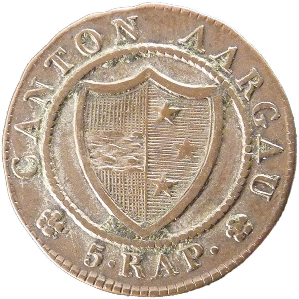 Switzerland, 5 Rappen, 1829, KM #24, EF(40-45), Billon, 2.00