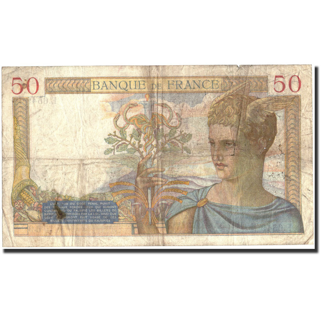 France, 50 Francs, 50 F 1934-1940 ''Cérès'', 1937, KM:81, 1937-06-30