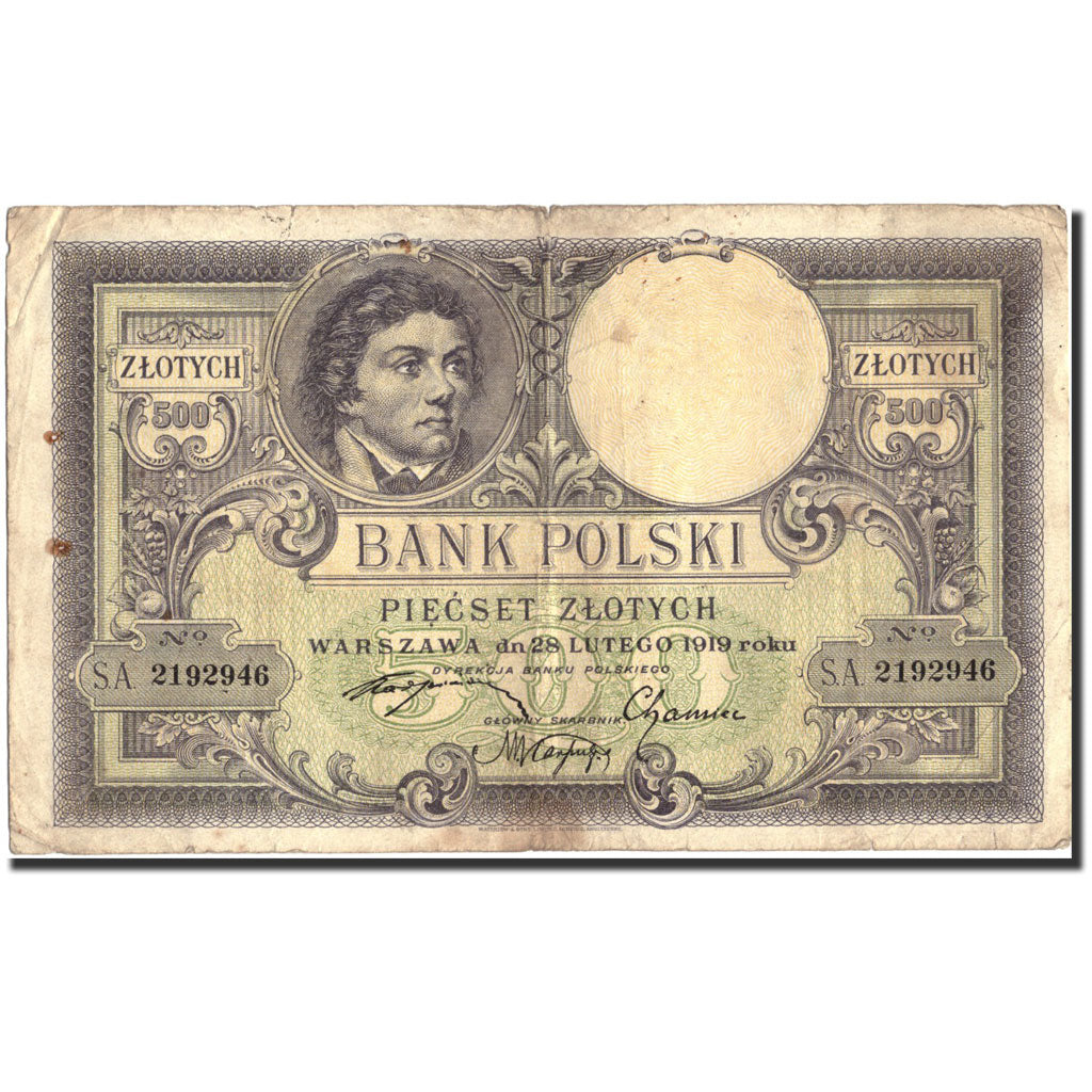 Banknote, Poland, 500 Zlotych, 1919, 1919-02-28, KM:58, VG(8-10)