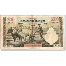 Banknote, Cambodia, 500 Riels, Undated (1958-1970), Undated, KM:14b, F(12-15)