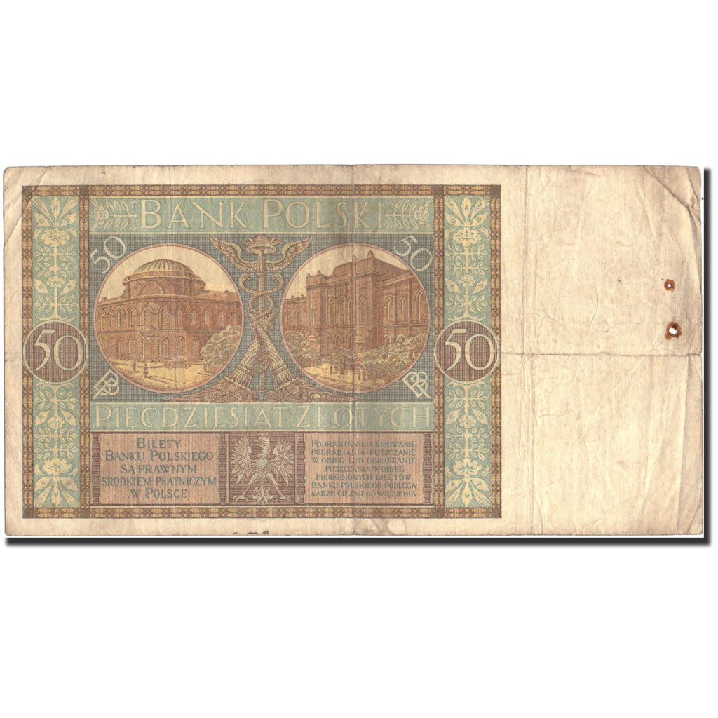 Banknote, Poland, 50 Zlotych, 1929, 1929-09-01, KM:71, VG(8-10)