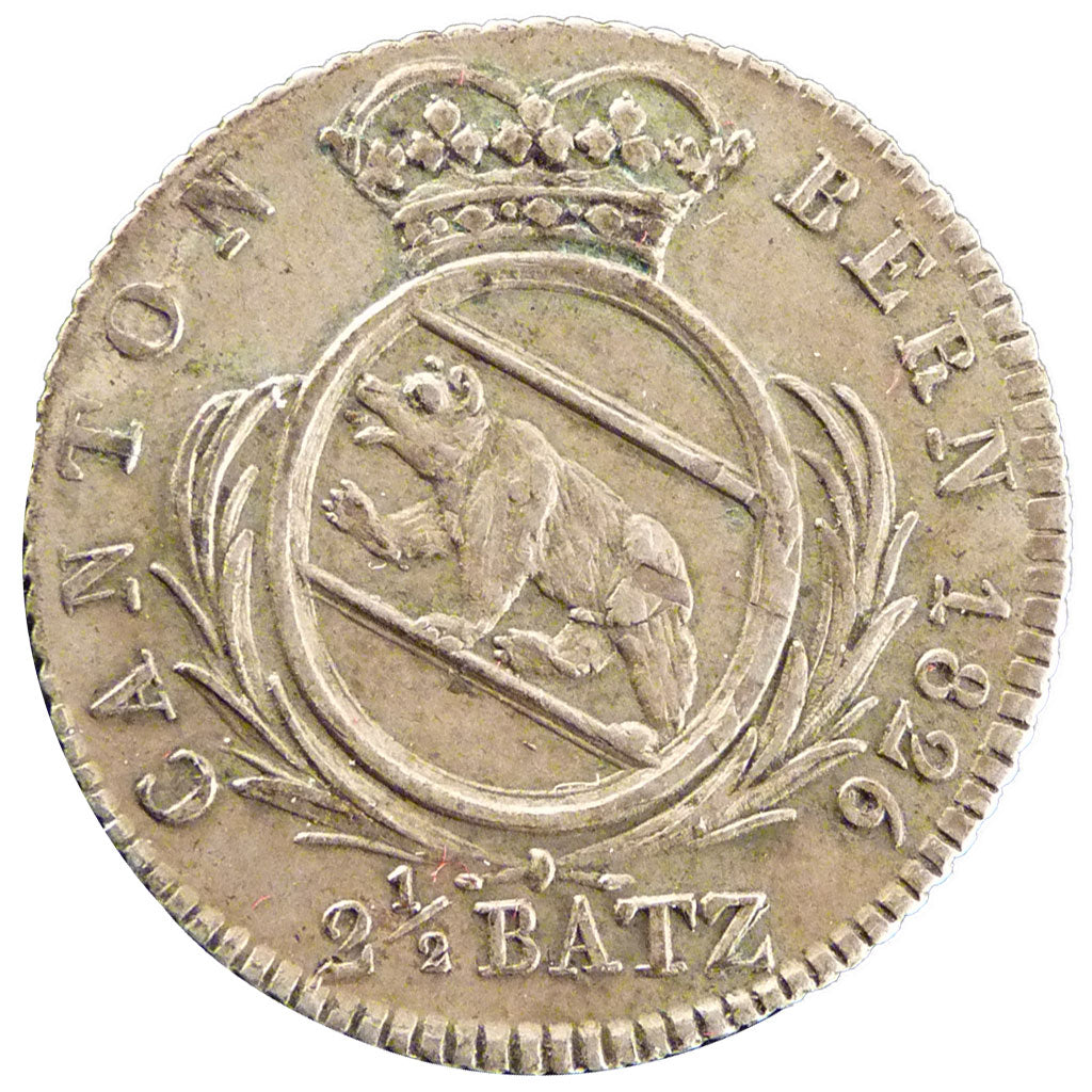 Switzerland, 2 1/2 Batzen, 1826, KM #195.1, AU(50-53), Billon, 2.10