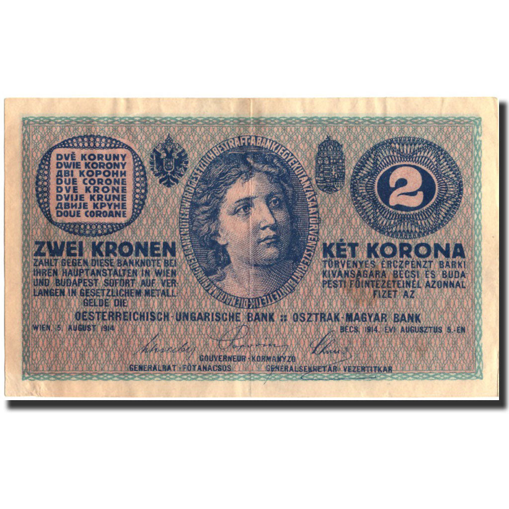 Austria, 2 Kronen, 1914, KM:17a, 1914-08-05, EF(40-45)