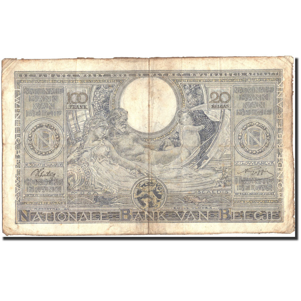Banknote, Belgium, 100 Francs-20 Belgas, 1941, 1941-12-05, KM:107, VF(20-25)