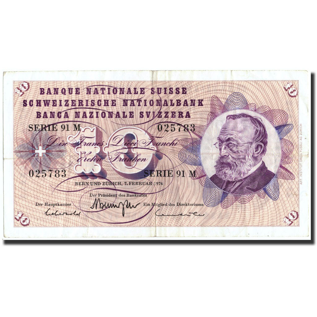 Billet, Suisse, 10 Franken, 1974, 1974-02-07, KM:45t, TTB