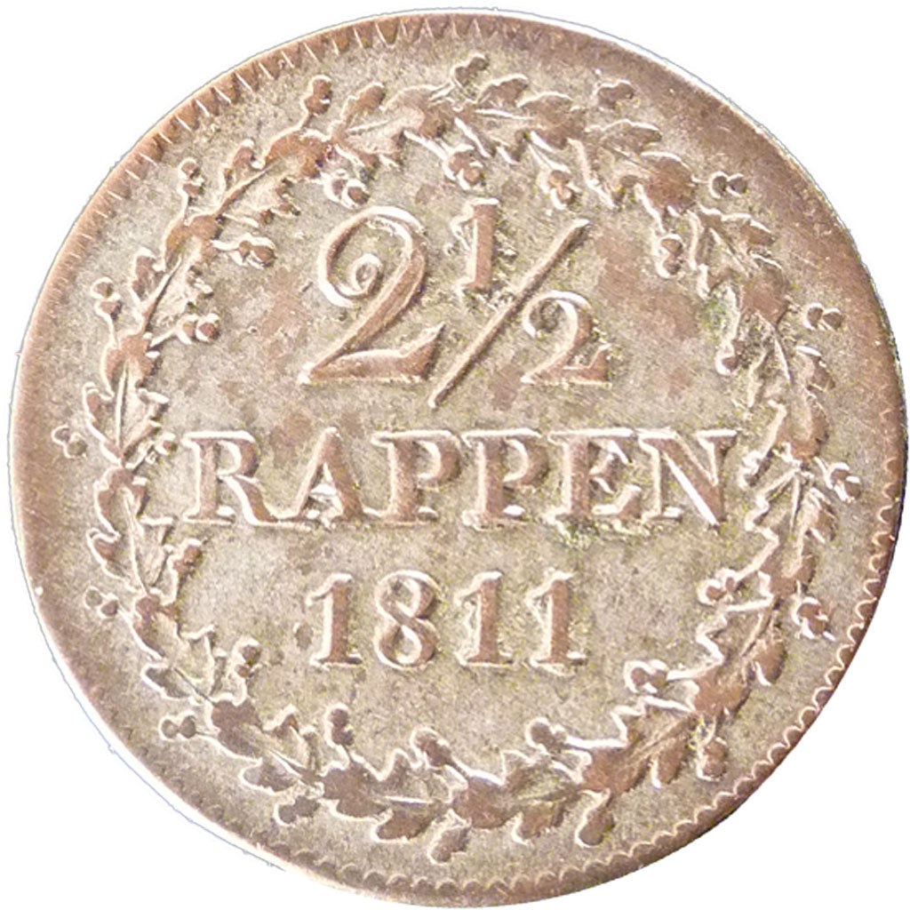 SWISS CANTONS, 2-1/2 Rappen, 1811, KM #173, AU(55-58), Billon, 1.00