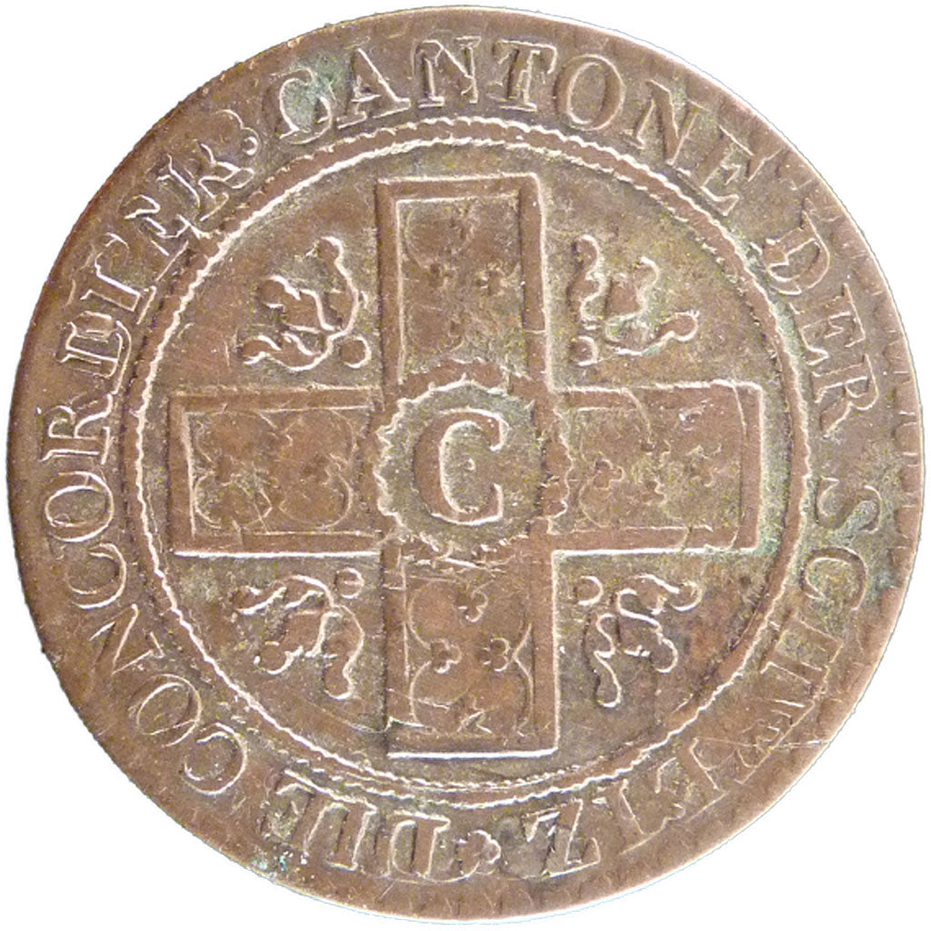 Switzerland, 5 Rappen, 1826, KM #192, AU(50-53), Billon, 2.10