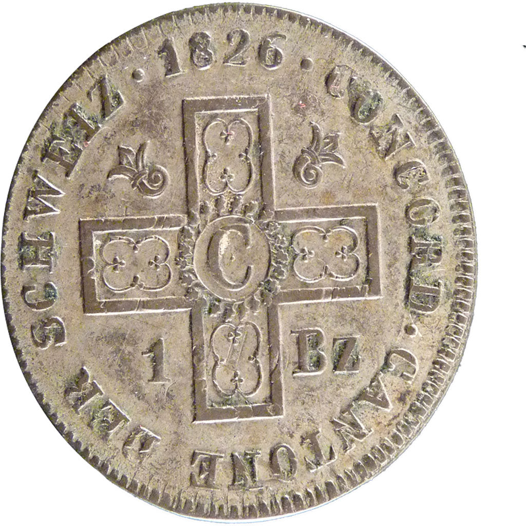 Switzerland, Batzen, 1826, KM #208, AU(55-58), Billon, 2.50