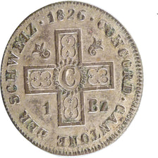 Switzerland, Batzen, 1826, KM #208, AU(55-58), Billon, 2.50