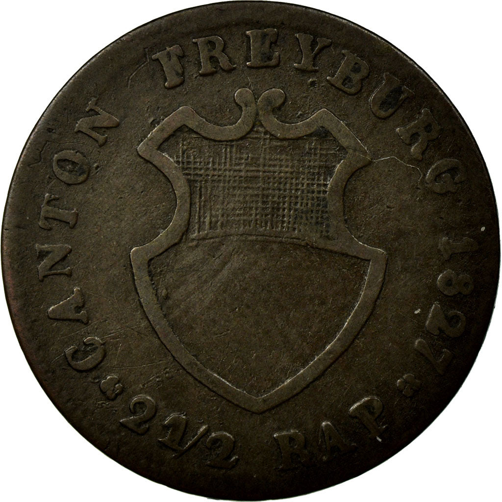 Coin, SWISS CANTONS, FREIBURG, 2-1/2 Rappen, 1827, AU(55-58), Billon, KM:81