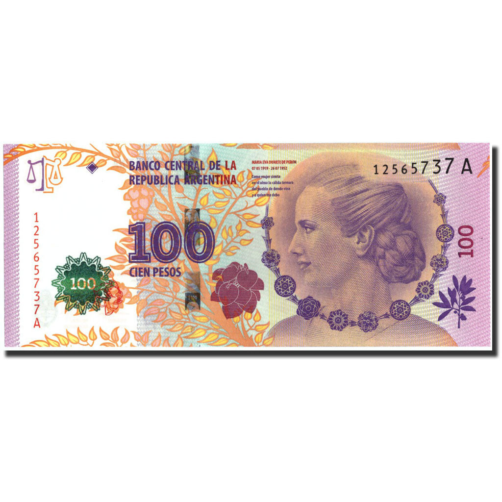 Banconote, Argentina, 100 Pesos, Undated (2012), KM:358a, Undated, FDS