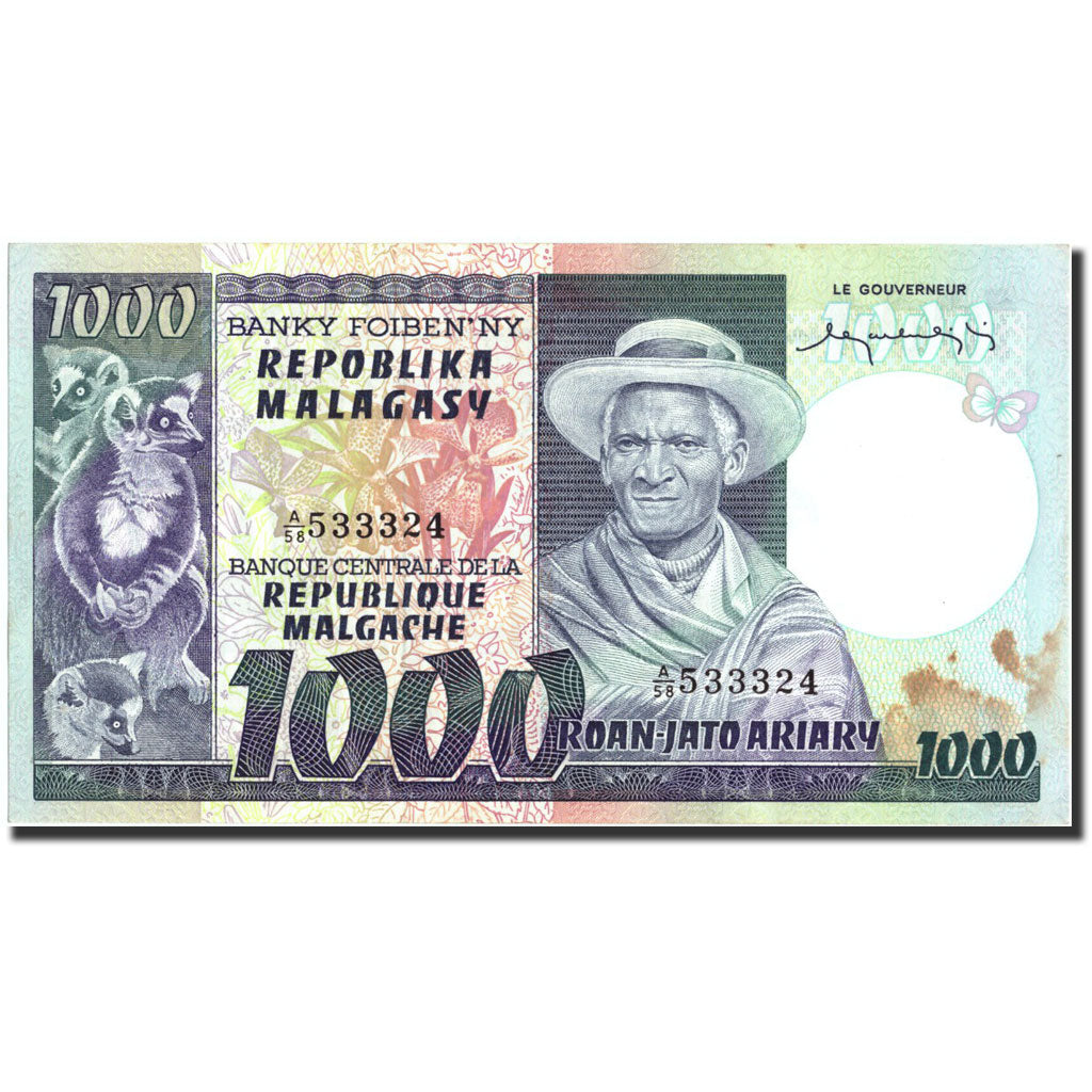 Banknote, Madagascar, 1000 Francs = 200 Ariary, Undated, Undated, KM:65a