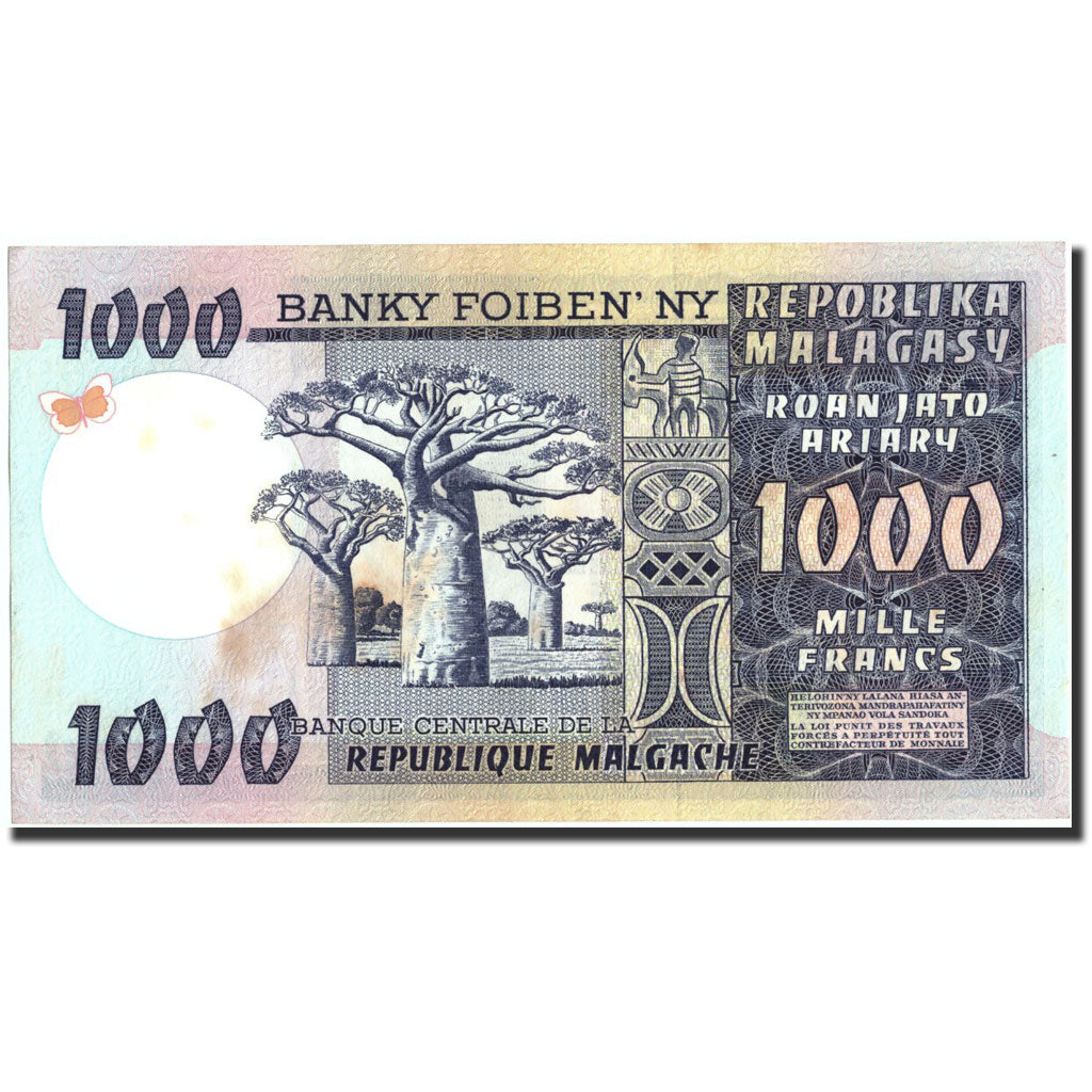 Geldschein, Madagascar, 1000 Francs = 200 Ariary, Undated, Undated, KM:65a, SS