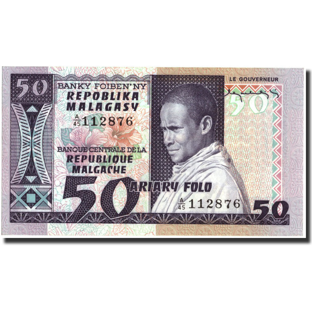 Madagascar, 50 Francs = 10 Ariary, Undated (1974-75), KM:62a, UNC(65-70)