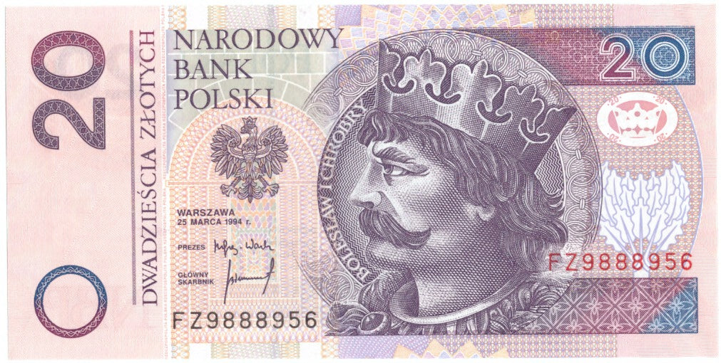 Banknote, Poland, 20 Zlotych, 1994, 1994-03-25, KM:174a, UNC(65-70)