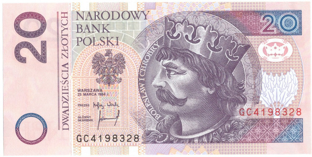 Banknote, Poland, 20 Zlotych, 1994, 1994-03-25, KM:174a, UNC(65-70)