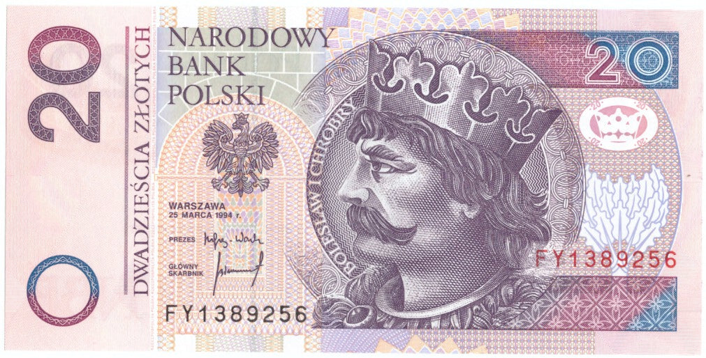 Banknote, Poland, 20 Zlotych, 1994, 1994-03-25, KM:174a, UNC(65-70)