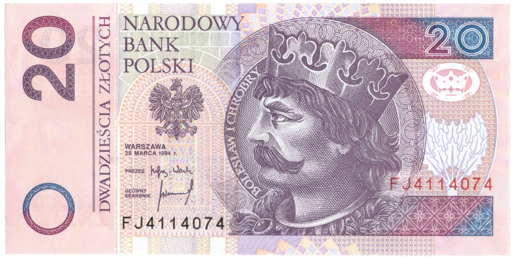 Banknote, Poland, 20 Zlotych, 1994, 1994-03-25, KM:174a, UNC(65-70)