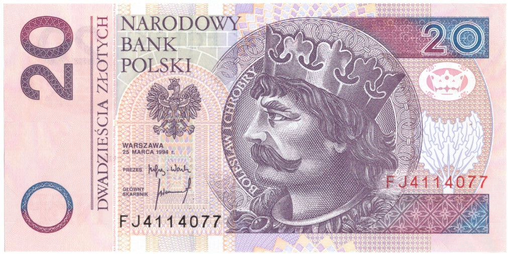 Poland, 20 Zlotych, 1994, 1994-03-25, KM:174a, UNC(65-70)