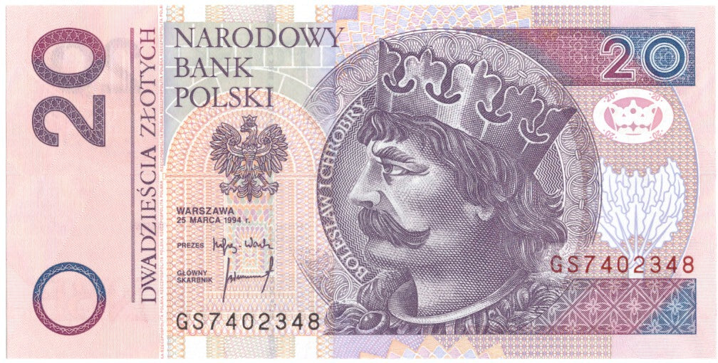 Banknote, Poland, 20 Zlotych, 1994, 1994-03-25, KM:174a, UNC(65-70)