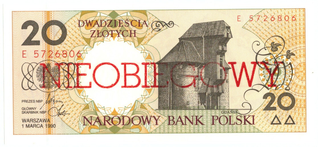 Banknote, Poland, 20 Zlotych, 1990, 1990-03-01, KM:168a, UNC(65-70)