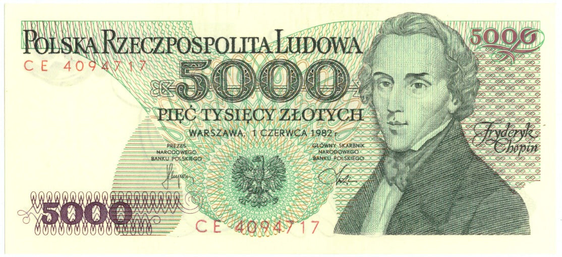 Poland, 5000 Zlotych, 1982, 1982-06-01, KM:150a, UNC(65-70)