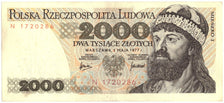 Biljet, Polen, 2000 Zlotych, 1977, 1977-05-01, KM:147a, TTB+