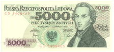 Poland, 5000 Zlotych, 1982, 1982-06-01, KM:150a, UNC(65-70)