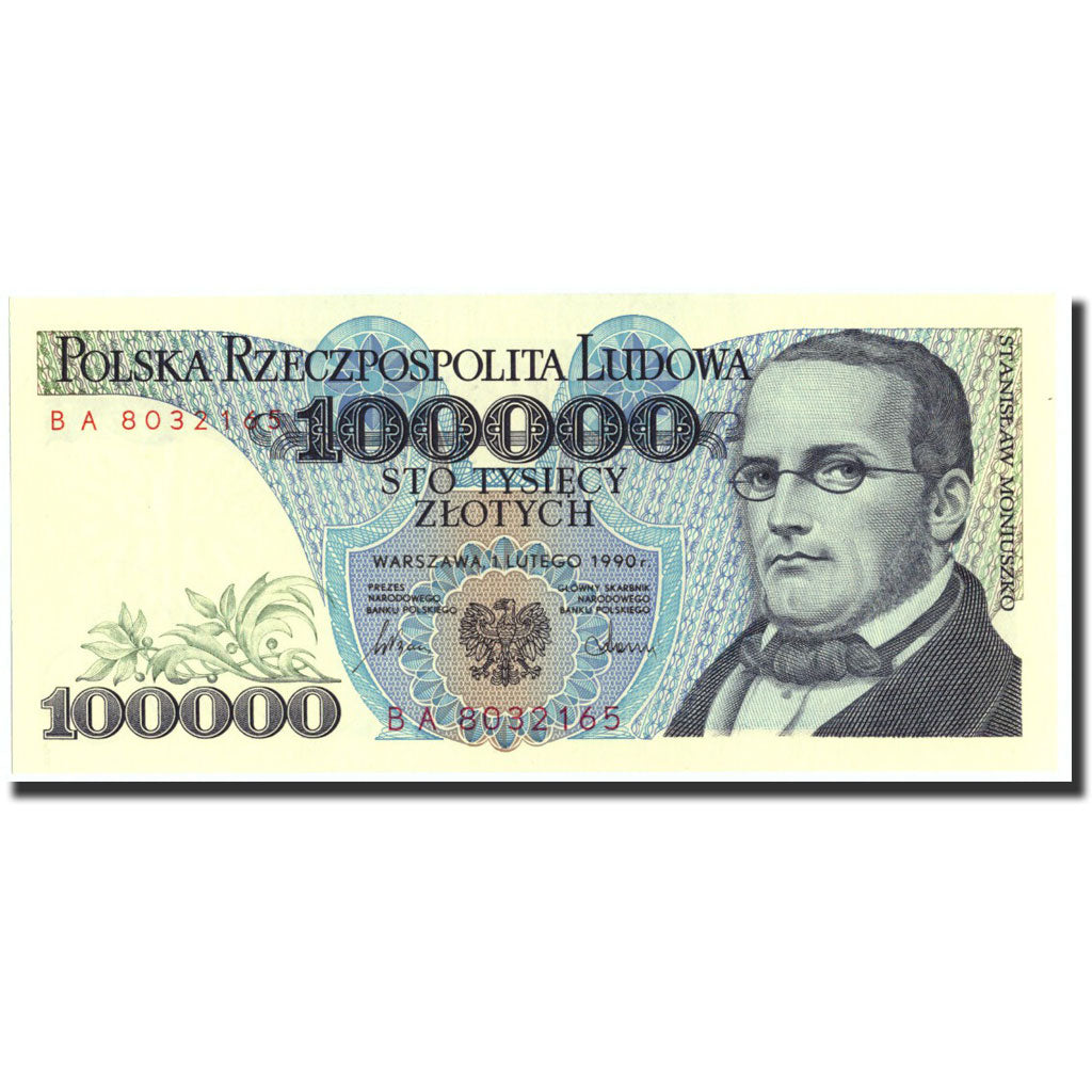 Poland, 100,000 Zlotych, 1990, 1990-02-01, KM:154a, UNC(60-62)