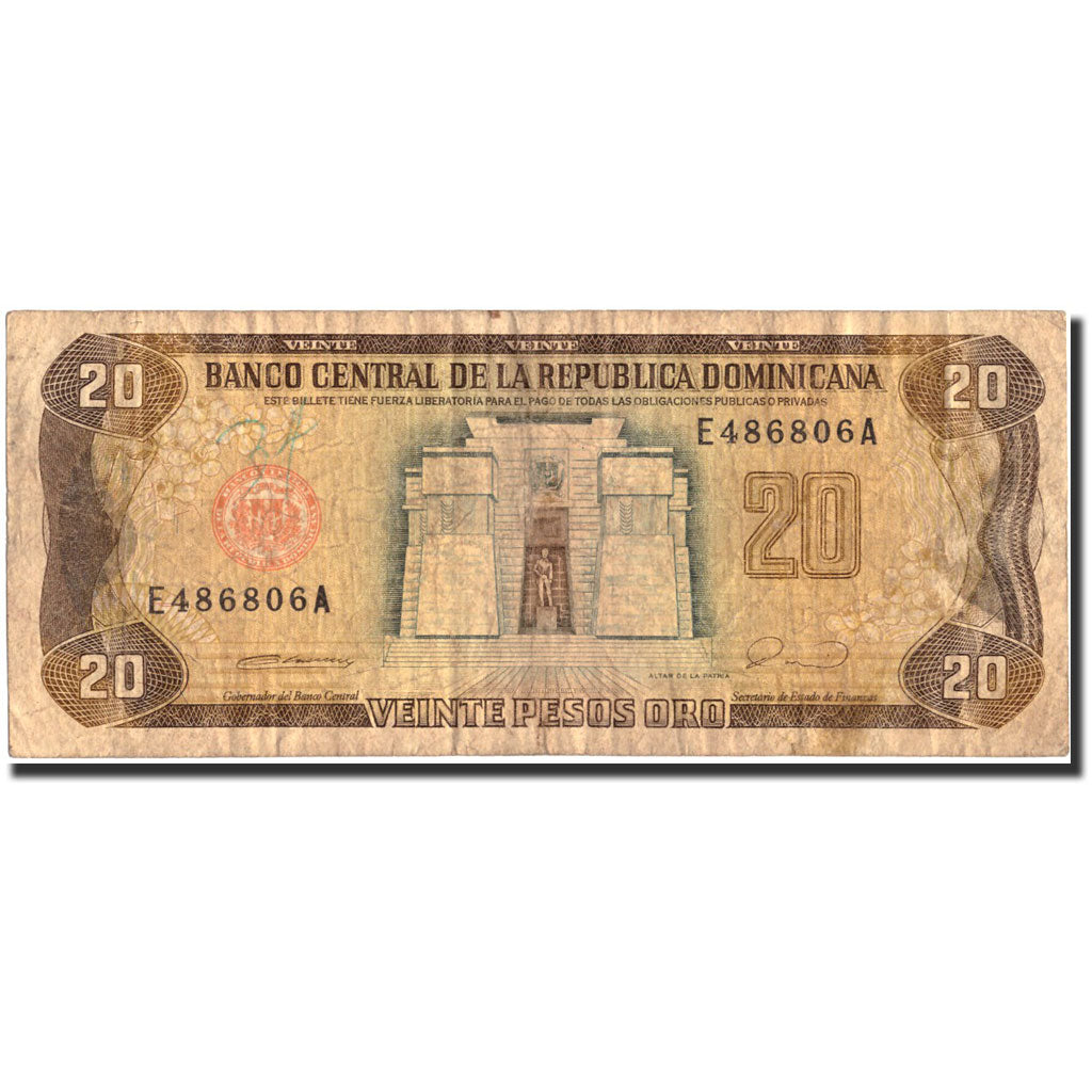 Banknote, Dominican Republic, 20 Pesos Oro, 1990, 1990, KM:139a, VG(8-10)
