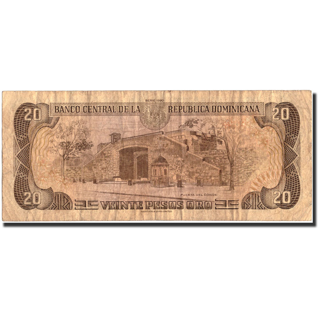 Banknote, Dominican Republic, 20 Pesos Oro, 1990, 1990, KM:139a, VG(8-10)