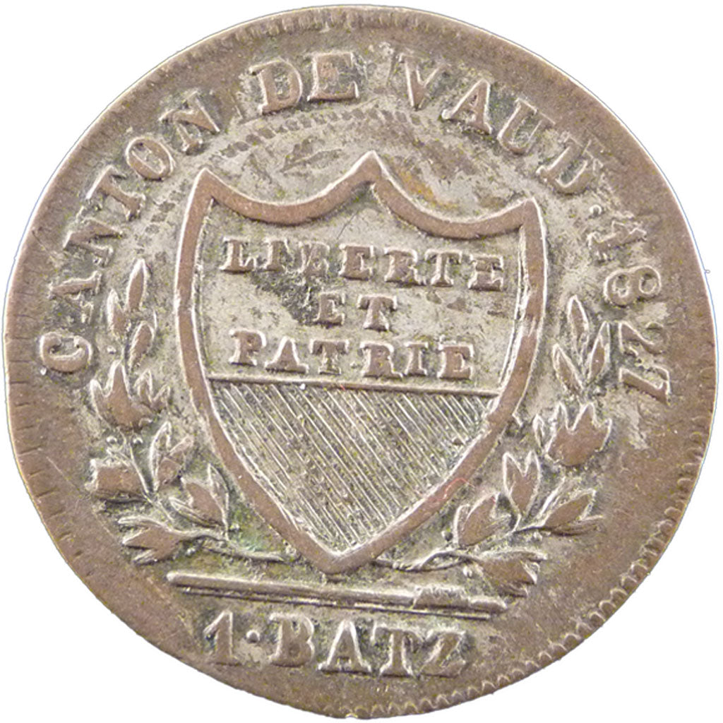 Switzerland, Batzen, 1827, KM #20, AU(55-58), Billon, 2.30