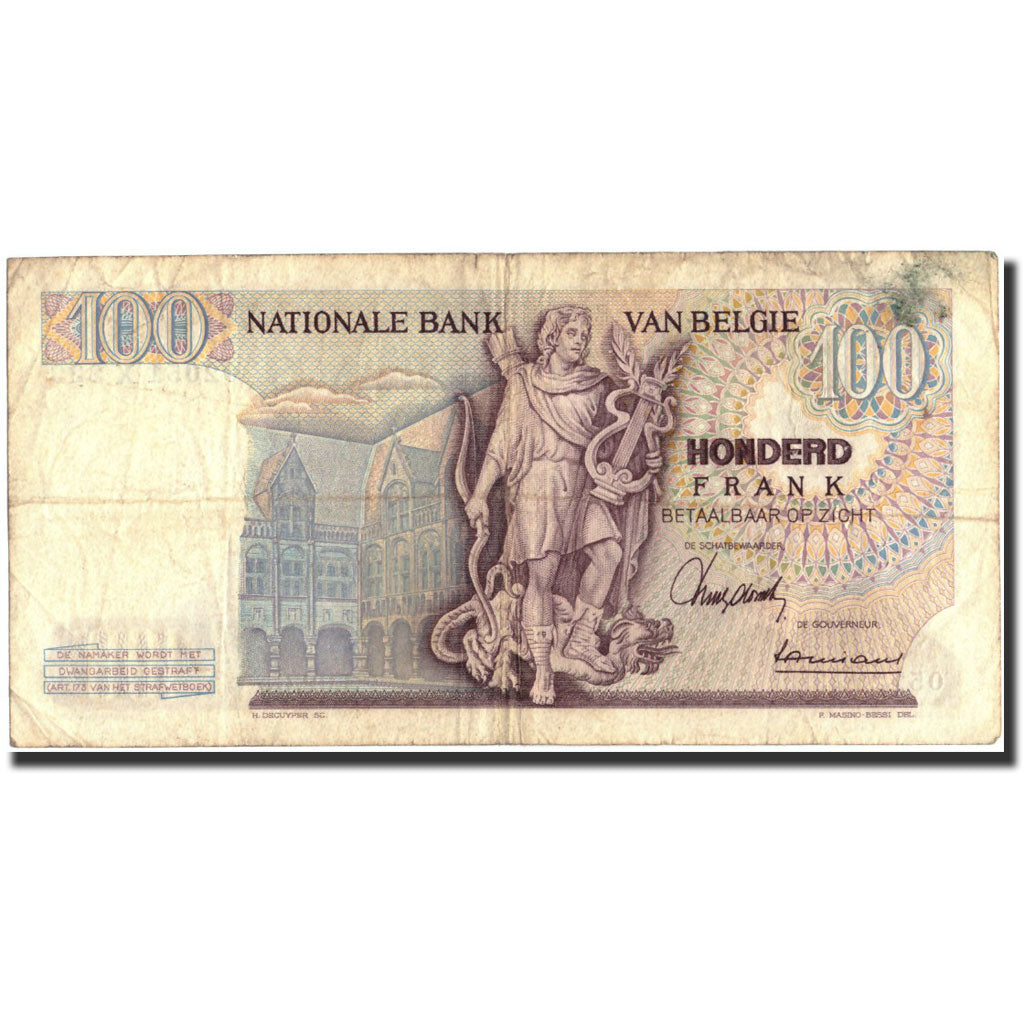 Belgium, 100 Francs, 1965, KM:134a, 1965-02-23, VF(30-35)