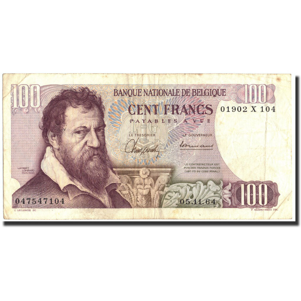 Banknote, Belgium, 100 Francs, 1964, 1964-11-05, KM:134a, EF(40-45)