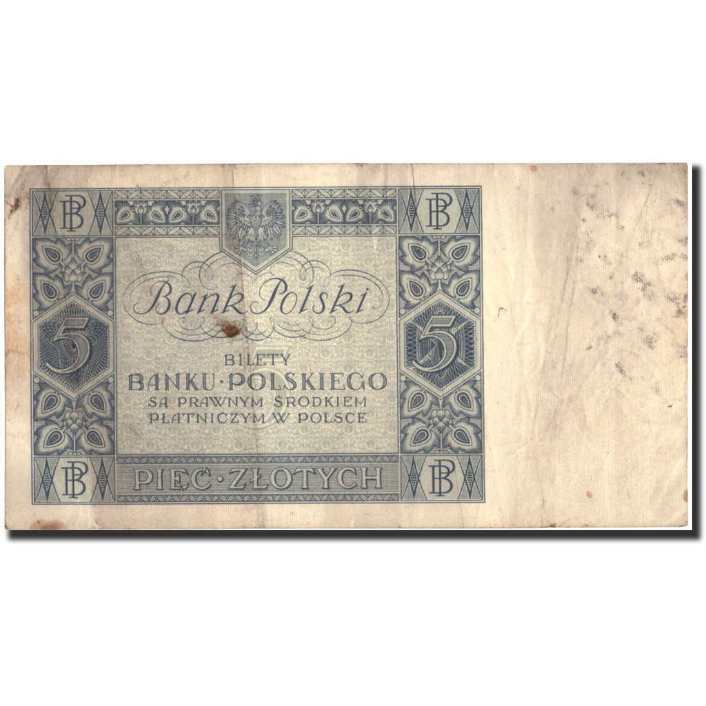 Banknote, Poland, 5 Zlotych, 1930, 1930-01-02, KM:72, VF(20-25)