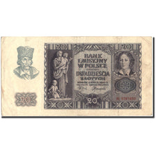 Geldschein, Polen, 20 Zlotych, 1940, 1940-03-01, KM:95, SS