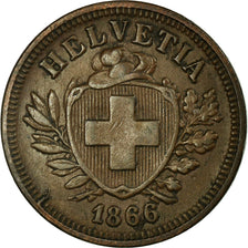 Coin, Switzerland, Rappen, 1866, Bern, EF(40-45), Bronze, KM:3.1