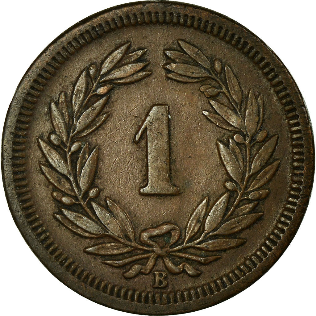 Coin, Switzerland, Rappen, 1866, Bern, EF(40-45), Bronze, KM:3.1