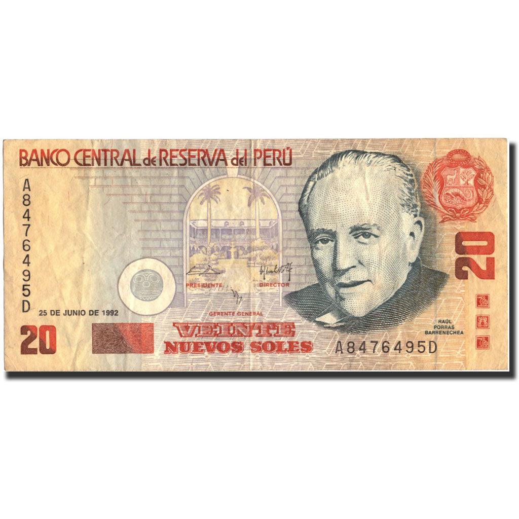 Pérou, 20 Nuevos Soles, 1992, 1992-06-25, KM:153, TB+