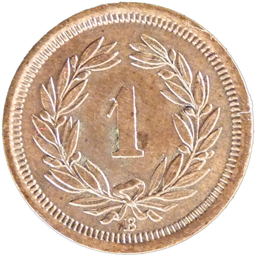 SWITZERLAND, Rappen, 1880, Bern, KM #3.1, AU(55-58), Bronze, 1.50